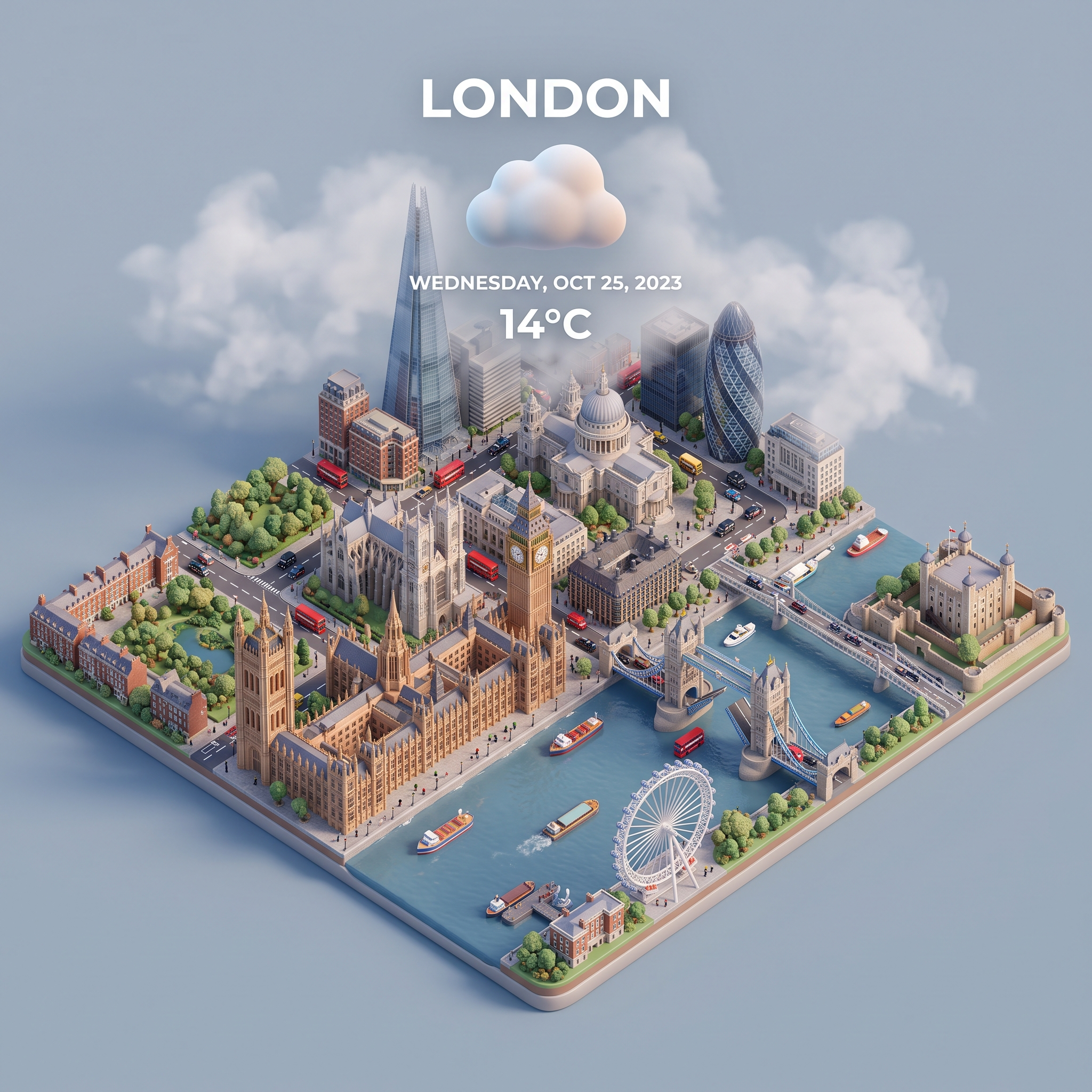 Isometric London with weather